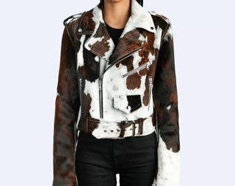 Damen Echtlederjacke, Haare auf Fell Westernmantel, Benutzerdefinierte handgefertigte Pony-Haarjacke, Luxusmode-Oberbekleidung / Geschenk für sie