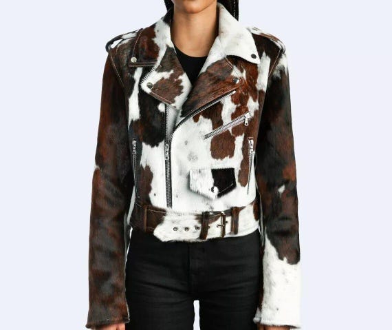 Custom Natural Cowhide Leather Ladies Jacket for Genuine Hair on