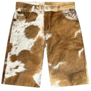 Handgjorda herrshorts i kohud med hår på skinn – Western Vintage Rustic Luxury Ranch Style Shorts, Cowboy Festivalkläder / Perfekt för alla presenter