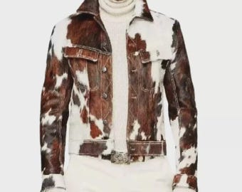 Maßgeschneiderte Rindsleder Haar auf der Haut Jacke Handgefertigte / Leder Herren Motorradjacke Western Stilvolle natürliche Rindsleder Oberbekleidung. Bestes Geschenk für