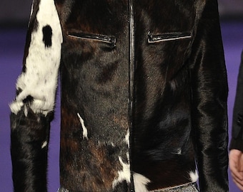 Western Rindsleder Hair-On Lederjacke: Custom Fit Kuhhaut Mantel