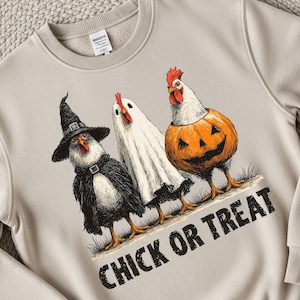 Retro Halloween Chicken Png, Chick Or Treat Png, Funny Spooky Chicken Png, Trendy Halloween Shirt Design, Spooky Season Png, Pumpkin Png