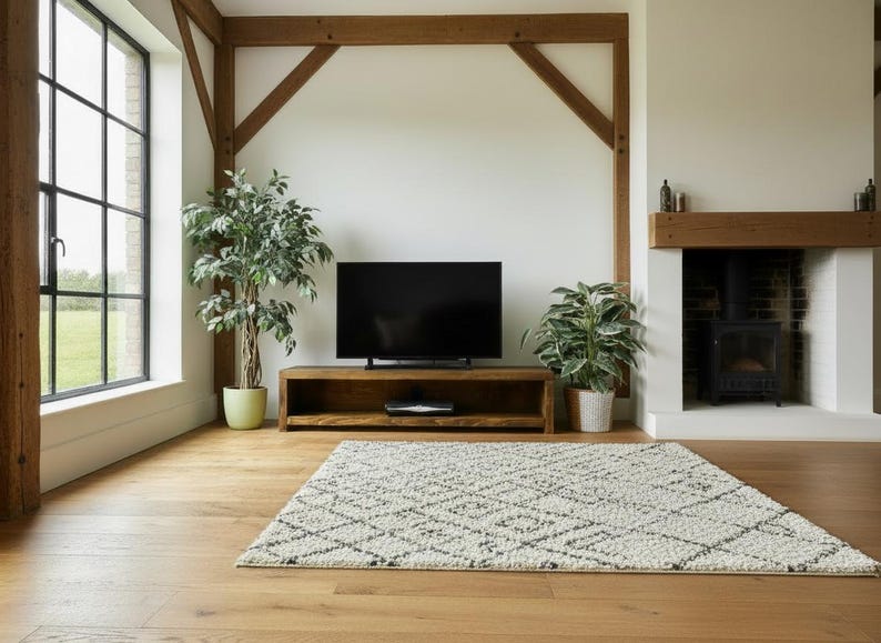 Handmade Solid Pine Wood TV Stand, Rustic Farmhouse Media Console image 2