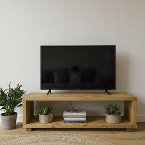 Rustic Solid Wood TV Stand, Extra Wide Media Console, Handmade