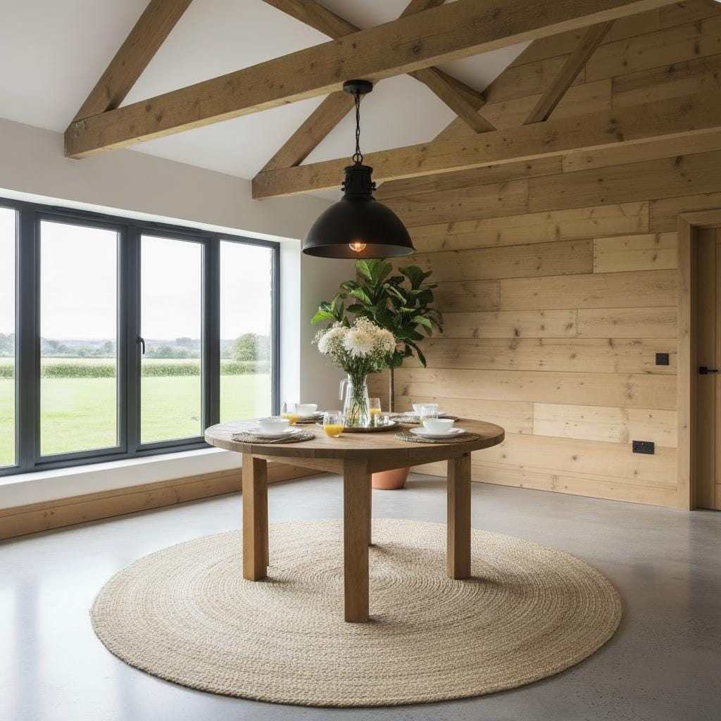 Handmade Solid Wood Round Dining Table, Chunky Farmhouse Kitchen Table ...