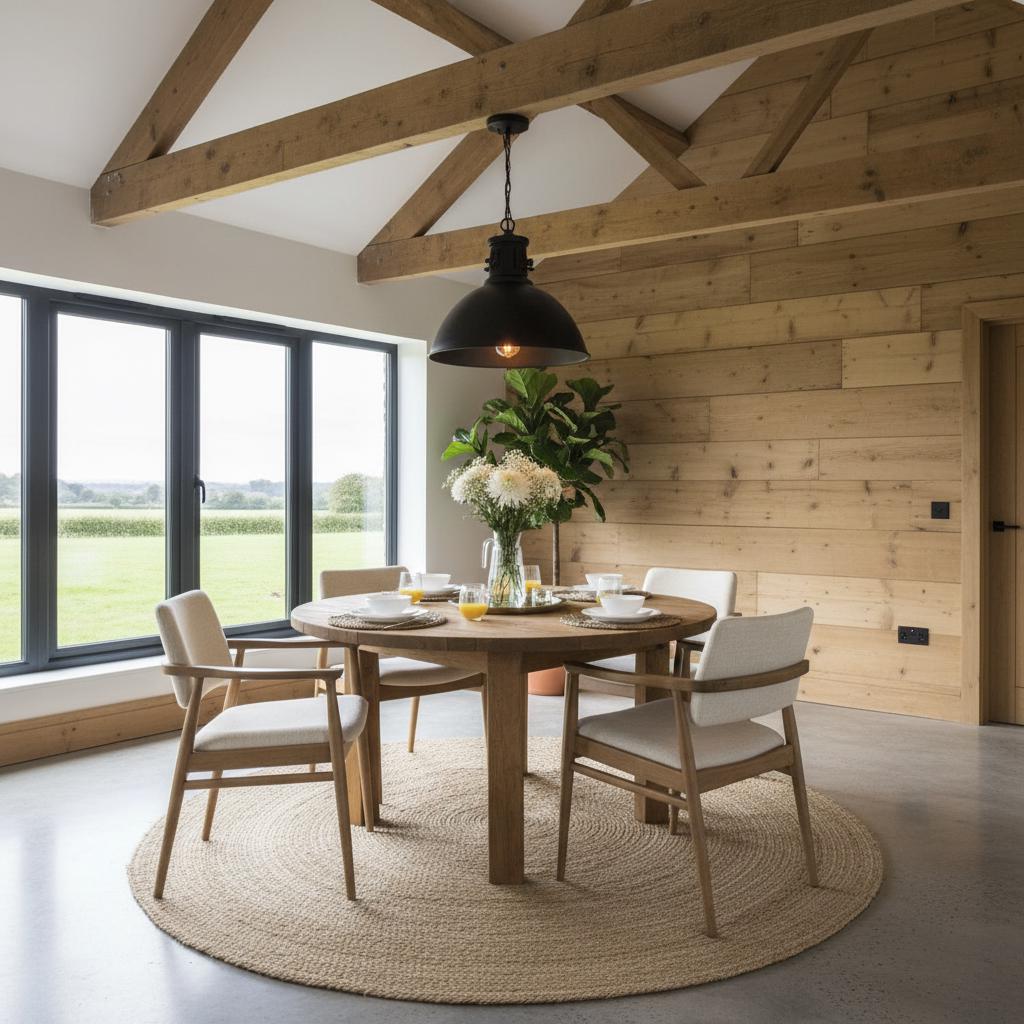 Handmade Solid Wood Round Dining Table, Chunky Farmhouse Kitchen Table ...