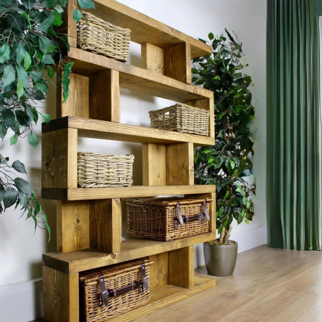 Handmade Solid Wood Bookcase, Chunky Rustic Display Shelf - Etsy