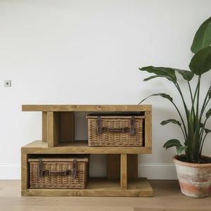 Rustic Solid Wood Side Table, Handmade Shelving Unit