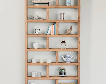 Rustic Solid Wood Bookcase, Large Handmade Open Shelving