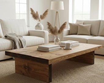 Handmade Solid Wood Coffee Table, Low Farmhouse Rustic Pine
