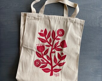 Grow, Market bag, large tote, folk art, zero waste.