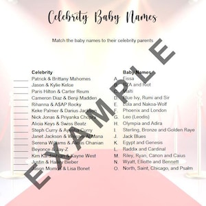 Celebrity Baby Name Game – Printable Baby Shower Activity | Instant Download PDF