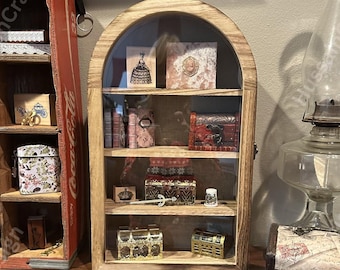 Wooden Shadow Box Frame with 4 Removable Shelves | Memory Shadow Box | Display Shelf | Cabinet With Door | Display Collectibles