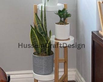 Multi Tier Wood & Metal Plant Stand | Modern Plant Stand | Indoor Plant Stand | Corner Plant Stand | Plant Holder | Housewarming Gift