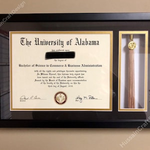 Holz-Diplom-Rahmen mit Quastenhalter | College Degree Rahmen | Abschlussrahmen | Masters Diploma Frame | Geschenk für bestanden