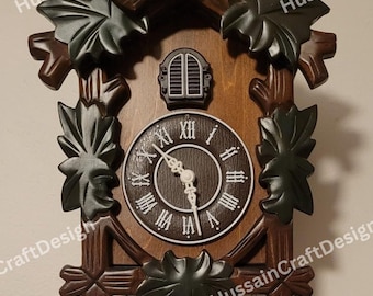 Handmade Vintage Wood Cuckoo Wall Clock – Rustic Farmhouse Decor | Analog Rectangle Wall Clock | Unique Modern Home Clock