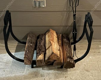 Metal Firewood Rack Outdoor Indoor with Handle and Log Carrier Bag | Indoor Log Holder | Log Rack | Firewood Holder | Firewood Storage