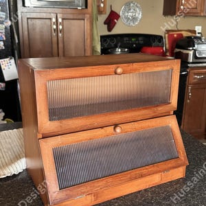 Double Layer Bamboo Bread Box | Bread Box Countertop | Large Bread Box | Corner Bread Box | Snack Box | Bread Storage | Kitchen Storage