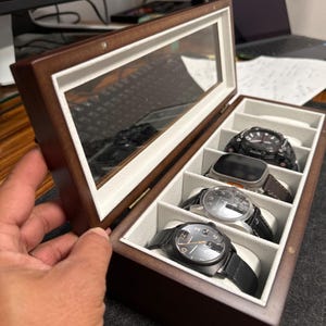 6 Slot Wooden Watch Box with HD Tempered Glass | Men&#39;s Watch Box | Watch Display Case | Men&#39;s Jewelry Box | Gift For Him