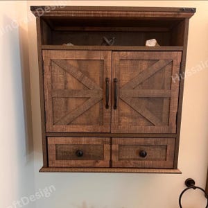 Rustic Wooden Medicine Cabinet With 2 Barn Door |   Bathroom Cabinet | Wall Mount Cabinet | Bathroom Storage | Bathroom Organizer