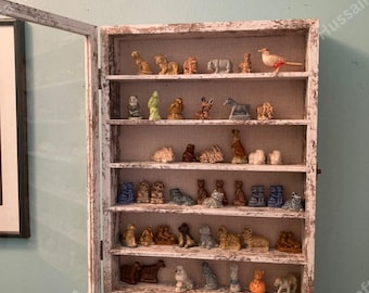 4 Tier Wooden Display Case with Adjustable Shelves | Memory Shadow Box | Display Shelf | Cabinet With Door | Display Collectibles