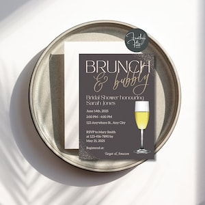 Szablon zaproszenia na wieczór panieński „Brunch and Bubbly” (do pobrania w wersji cyfrowej)