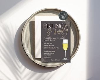 Brunch and Bubbly Bridal Shower Invitation Template (Digital Download)