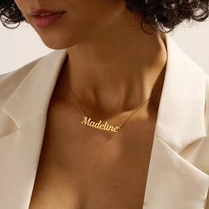 Collar personalizado con nombre y letra cursiva - Joyería de acero inoxidable, colgante con inicial, gargantilla para mujer