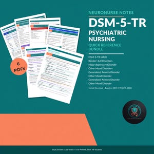 Hojas de referencia rápida del DSM-5-TR / Trastornos del estado de ánimo y de ansiedad / Guía de estudio para enfermería psiquiátrica / Notas de enfermería psiquiátrica