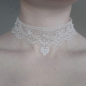 handmade lace choker with pearl beads