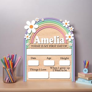 Custom First Day of School Sign, Back to School Sign, Kindergarten 1st Day of School Sign Reusable, Custom 1ST Day School Sign