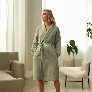 Woman Waffle weave bathrobe, Anouk women&#39;s bathrobe, organic cotton bathrobe