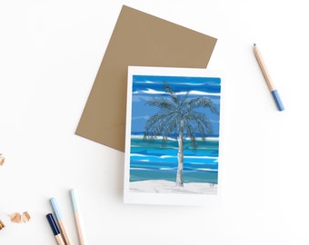 palm tree | tropical greeting card | ocean view island |just because card |everyday greeting card |encouragement card | beach christmas card