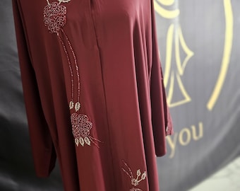 Abaya Dubai Crêpe Nida de haut gamme- perle Edition limitée - Robe longue kimono modestfashion- coffret Cadeau Signature NIDyou