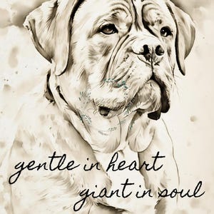 Doge De Bordeaux - gentile di cuore, gigante nell'anima - Bellissima stampa artistica - #DDB04