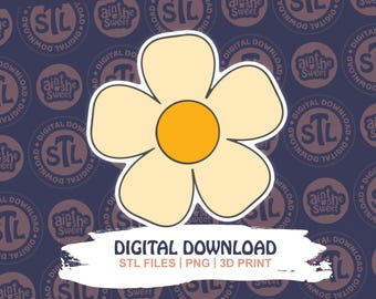 Retro Daisy Flower Cookie Cutter STL | Groovy Floral Cookie Design | 3D Print Cookie Cutter Digital File | INSTANT DOWNLOAD