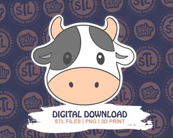 Cow Cookie Cutter STL | Cute Cow Face Cookie Cutter | Farm Animal Cookie Cutter | 3D Print Cookie Cutter Digital File | INSTANT DOWNLOAD