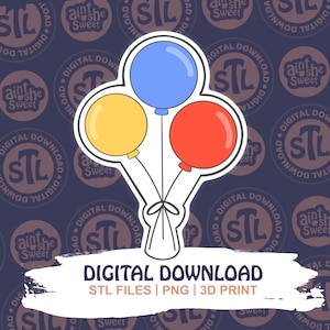 Balloon Cookie Cutter STL | Birthday Balloons Bunch | 3D Print Cookie Cutter Digital File | INSTANT DOWNLOAD