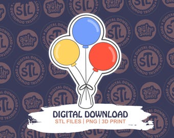 Cortador de galletas de globo STL / Globos de cumpleaños / Cortador de galletas de impresión 3D / Archivo digital / DESCARGA INSTANTÁNEA