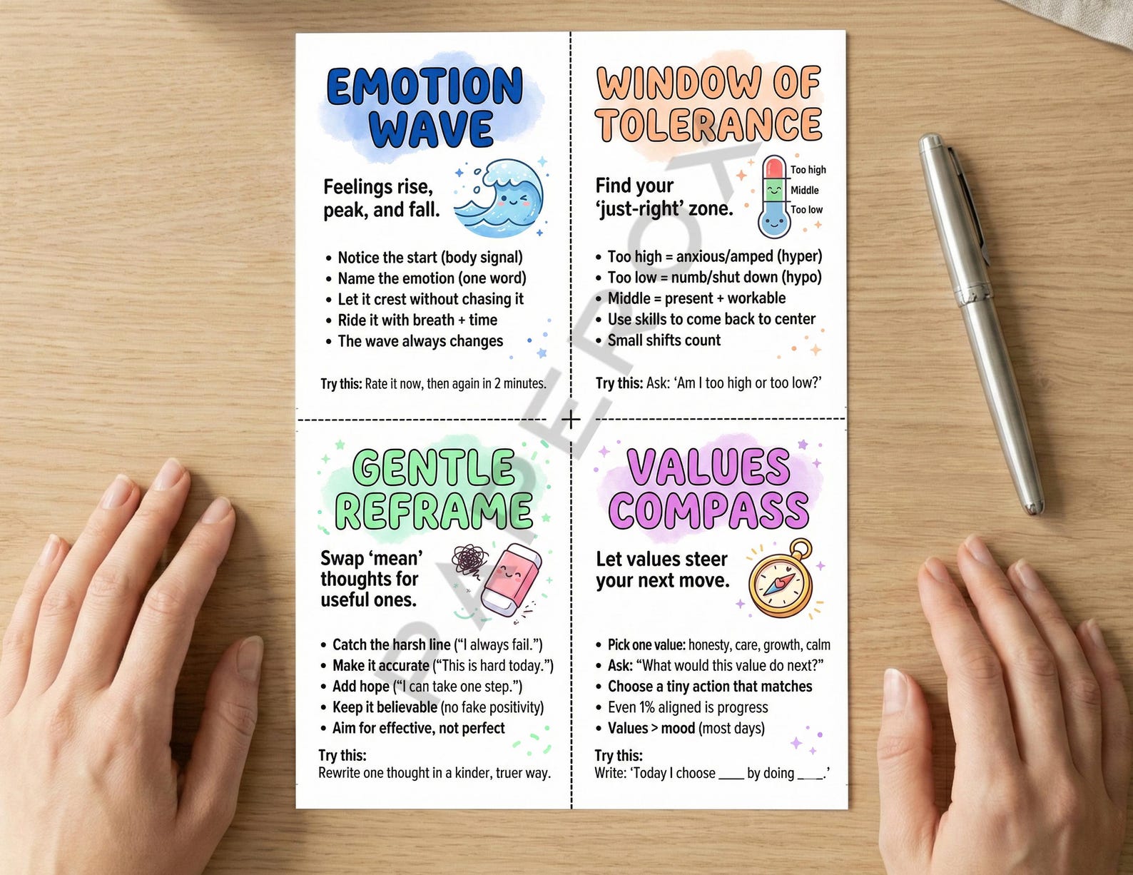 64 DBT Flash Cards Printable, Dialectical Behavior Therapy Coping ...
