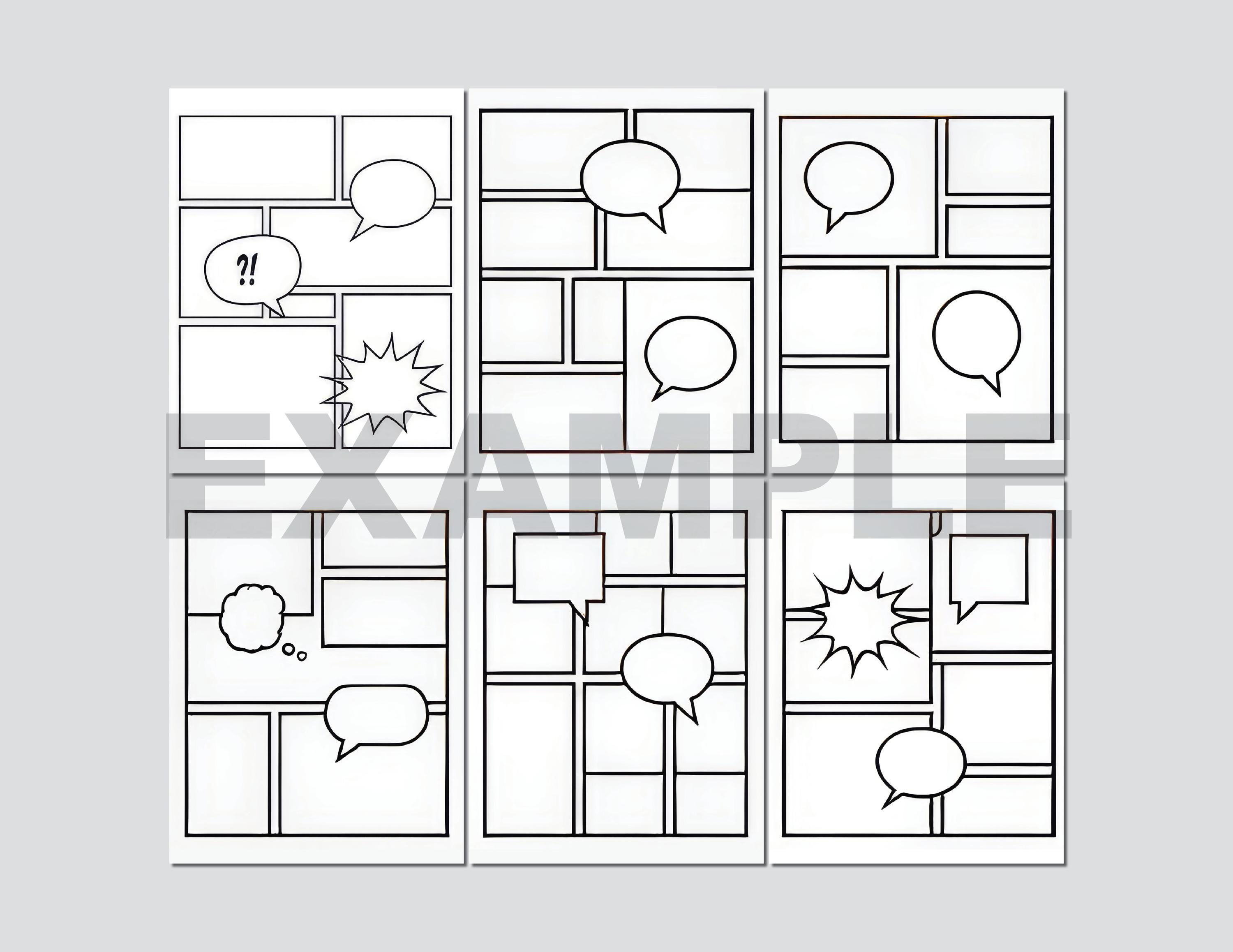 50 plantillas imprimibles de cómics en blanco - Páginas para dibujar tiras  cómicas - Papel para viñetas de cómic - Crea tu propio cómic - PDF -  Descarga instantánea - Etsy México, image size:3000x2316