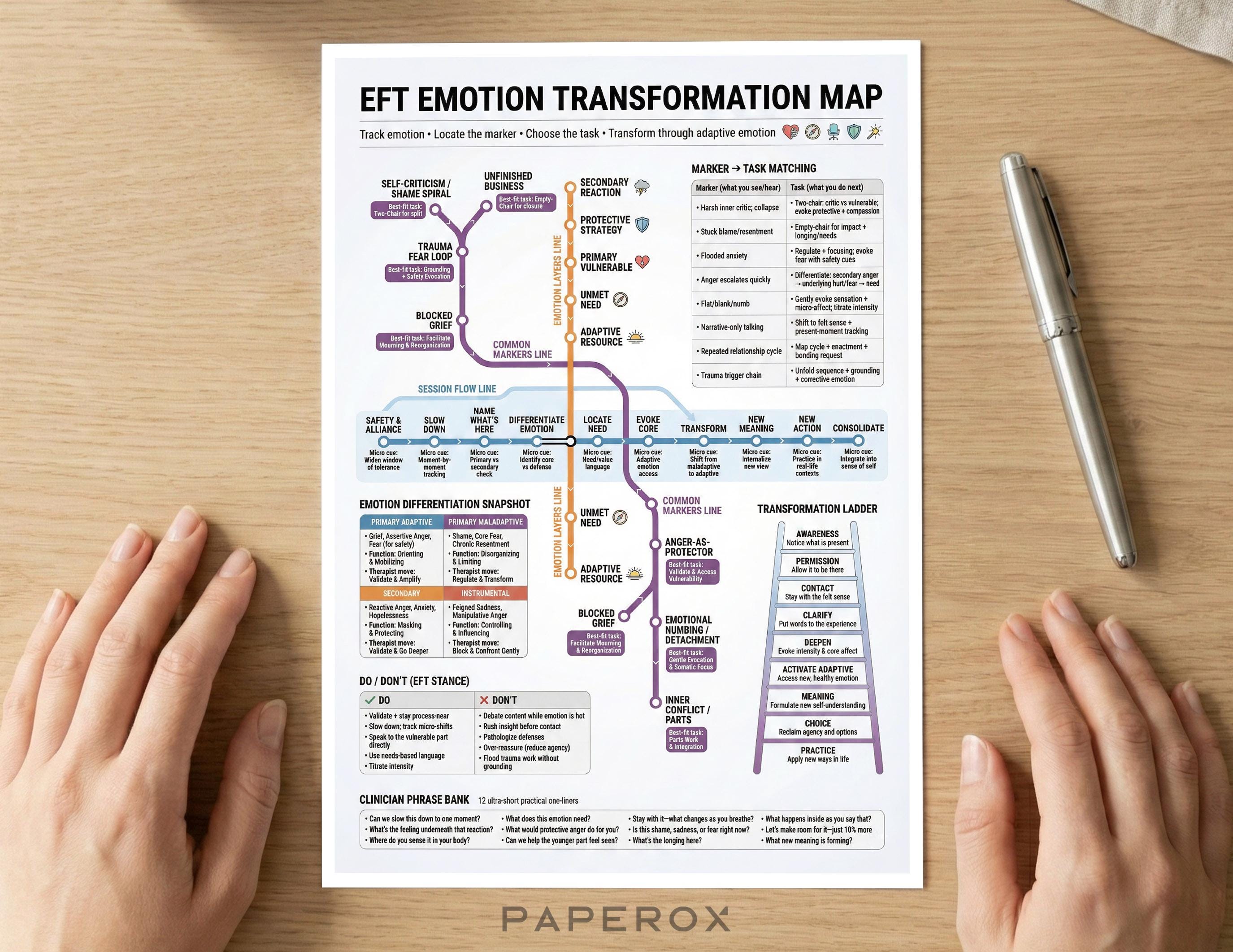 Emotion-focused Therapy Cheat Sheet - Printable EFT Session Flow ...