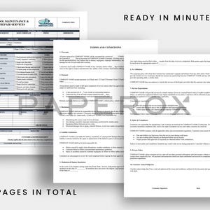 May include: A three-page document with a form for pool maintenance and repair services. The form includes a list of services, a rate schedule, and a customer agreement. The document also includes terms and conditions for the services.
