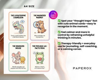 Thought Traps Cards Printable, Cognitive Distortions Therapy Tool