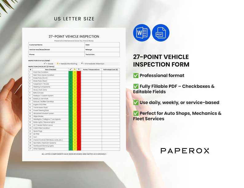 Post Repair Inspection Auto Body Checklist.pdf Vehicle Inspection Form PDF | 27-point Vehicle Inspection Checklist ...