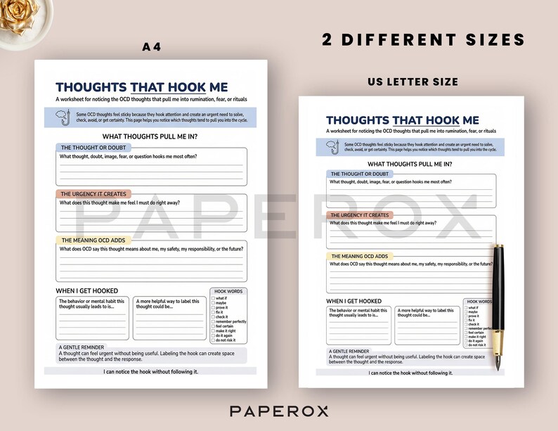 OCD Worksheets Bundle: CBT Workbook for Adults, ERP Therapy Handouts ...