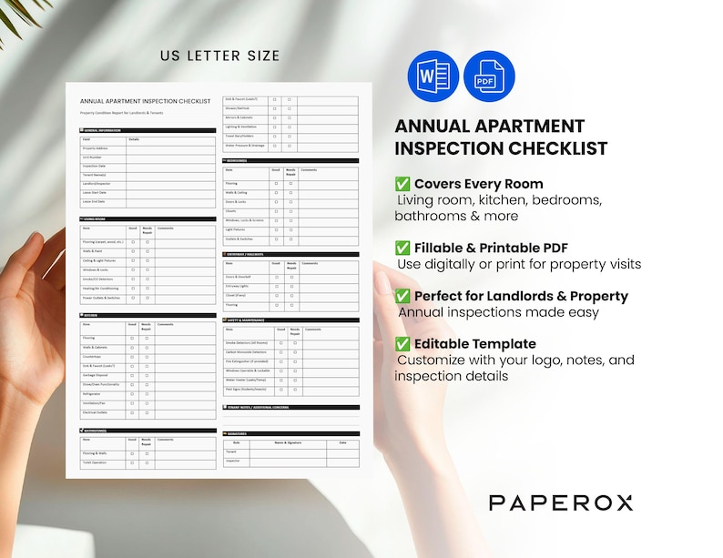 Annual Apartment Inspection Checklist Template | Rental Property ...