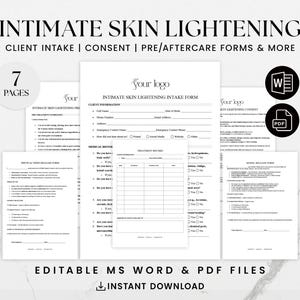 デリケートゾーンの美白同意書 - クライアントの受け入れとアフターケア - 肌の漂白に関する権利放棄 - 編集可能な MS Word および PDF フォームの即時ダウンロード