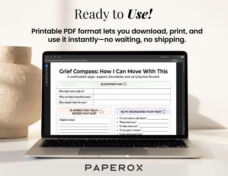 Coping With Grief & Loss Worksheet Printable - Grief Counseling Tool ...