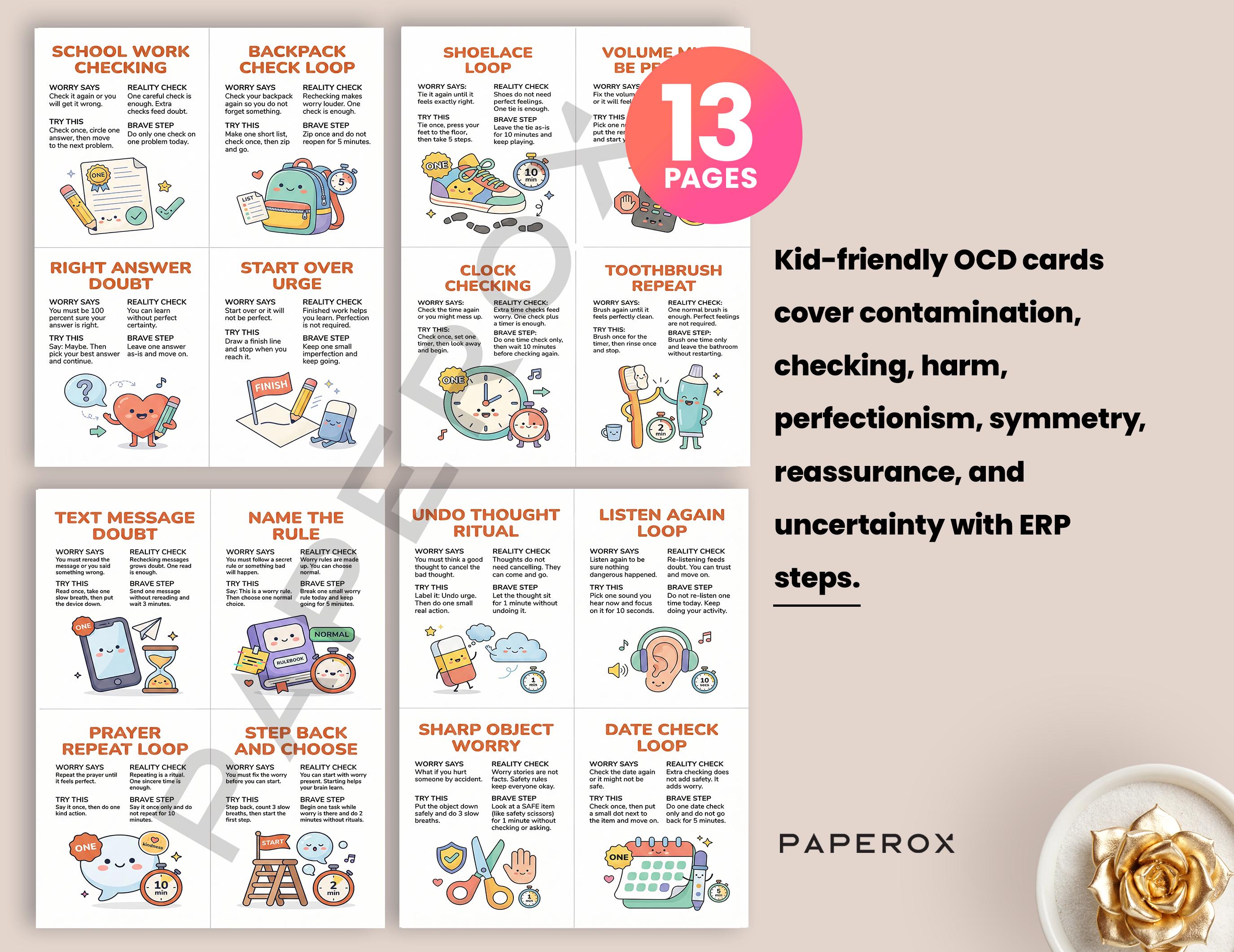 OCD Coping Cards for Kids - Obsessive Compulsive Disorder Therapy ...
